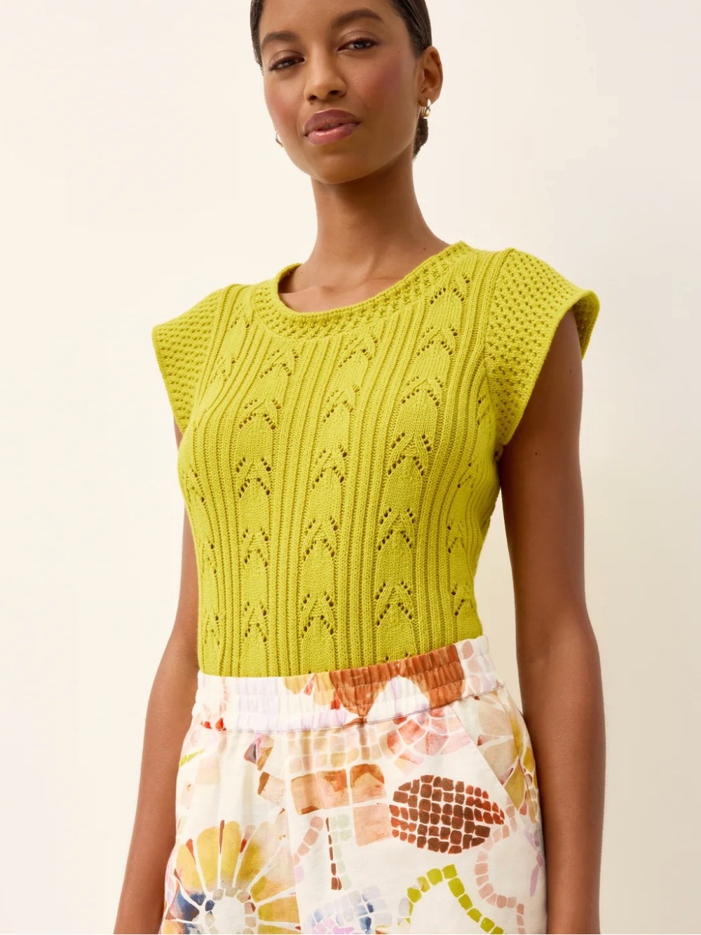 NWT Marie Oliver Nelly Pointelle Knit Top in Citrine